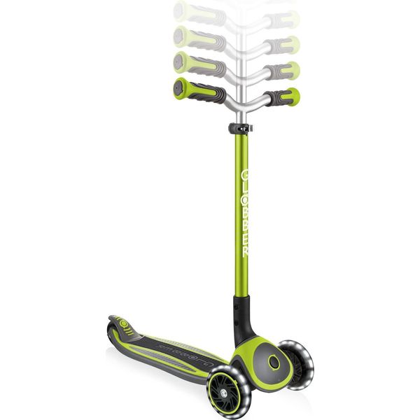 Globber Master Lights - Monopattino Per Bambini, 125/80 Mm, Abec 5, 3 Ruote, Regolabile In Altezza, Ruote Illuminate A Led, Verde-image