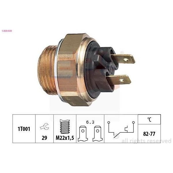 Eps 1.850.030 Interruttore Termico Ventilatore Radiatore Interruttore Termico Per Seat 124 Berlina 127 Berlina 128 Berlina 132 Berlina-image