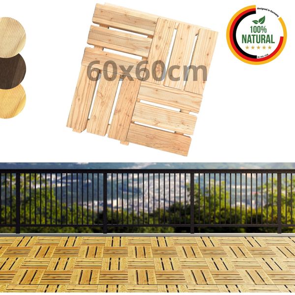 Floranica Piastrelle In Legno 60 X 60 Cm 1 Pz. Naturale Pavimentazione Da Esterno Per Giardino, Terrazze E Balconi-image