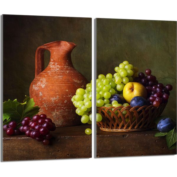 Piastre Copri Fornelli 2 Pezzi 30X52 Vetro Copri Piano Cottura In Ceramica, Natura Morta Di Frutta-image