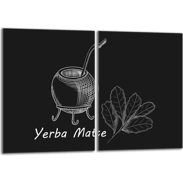 Set Di Piastre Di Copertura Per Piano Cottura 2X40X52 Cm Copertura Per Piano Cottura In Ceramica Alzatina In Vetro, Nero Yerba-image