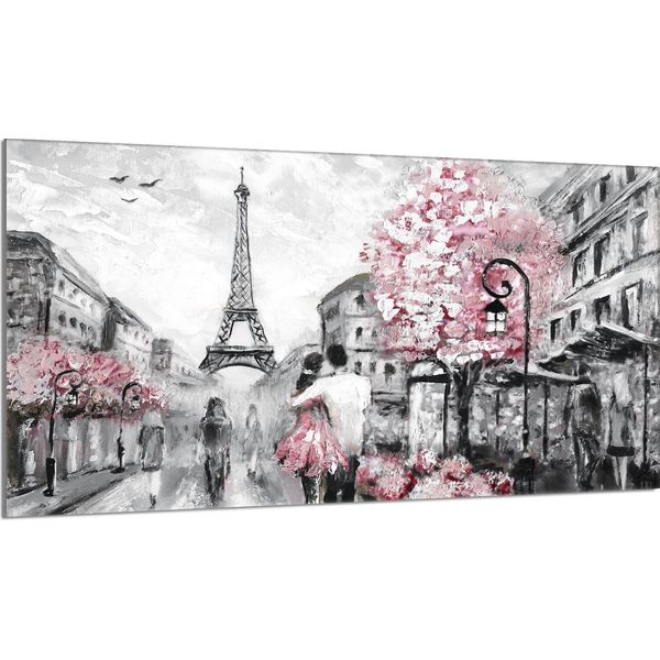 Piastra Di Copertura Del Piano Cottura 90X52 Piastra Di Copertura Del Piano Cottura In Ceramica, Tagliere Decorativo, Paris Pink-image