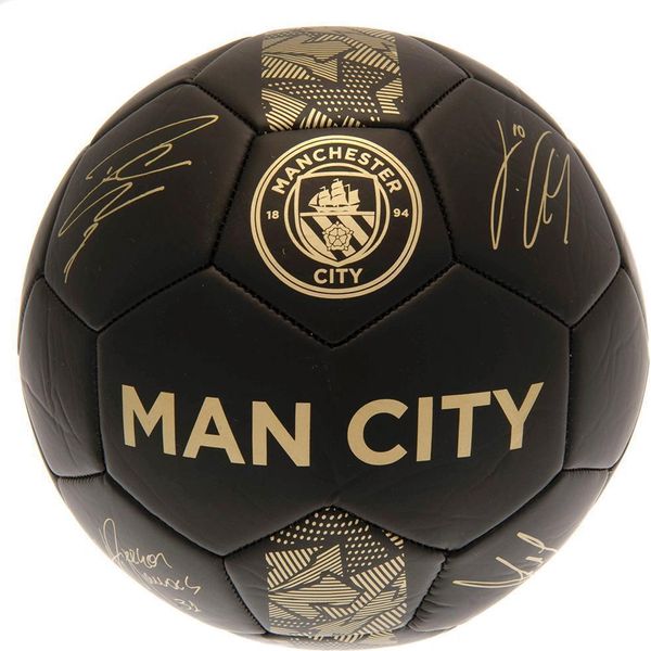 Manchester City Fc - Pallone Da Calcio "Phantom"" Con Firme TA8812 (5) (Nero/Oro)"-image
