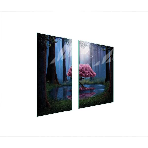 Piastre Copri Fornelli 2 Pezzi 75X52 Ceramica Copri Piano Cottura Tagliere Vetro Alberi Foresta-image
