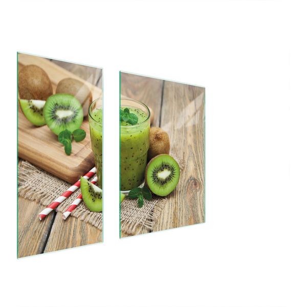 Piastre Coprifornelli 2 Pezzi 75X52 Coprifornelli In Ceramica Tagliere In Vetro Legno Kiwi-image
