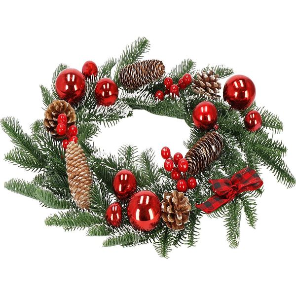 Springos Ghirlanda Di Natale 50 Cm Ghirlanda Decorativa In Plastica Per Porte Con Pigne E Decorazioni Natalizie-image