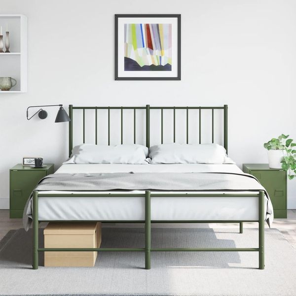 Maison Exclusive - Comodini 2 Pz. Verde Oliva 34,5X39X44 Cm Acciaio-image