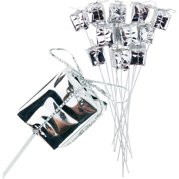 Regali Su Filo Di Piume 12Pcs Argento Decorazione Di Natale-image