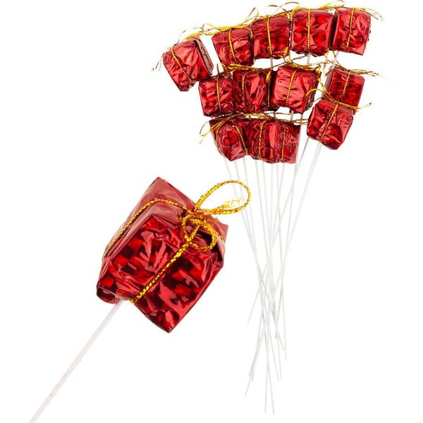 Regali Su Filo Piumato 12 Pezzi Rosso Decorazione Di Natale-image