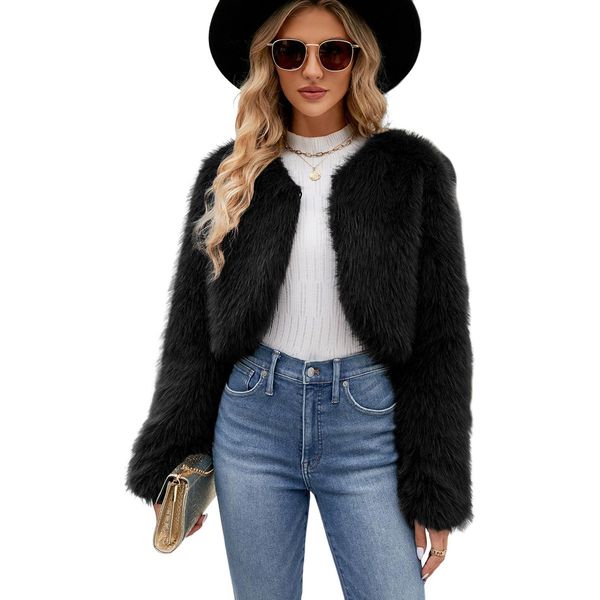 Giacca Corta Da Donna In Pelliccia Sintetica Cappotto In Pelliccia Sintetica Cappotto In Pelliccia Spessa E Calda Giacca Invernale In Pelliccia Giacca Invernale A Maniche Lunghe, Donna, Bianco, 3XL-image
