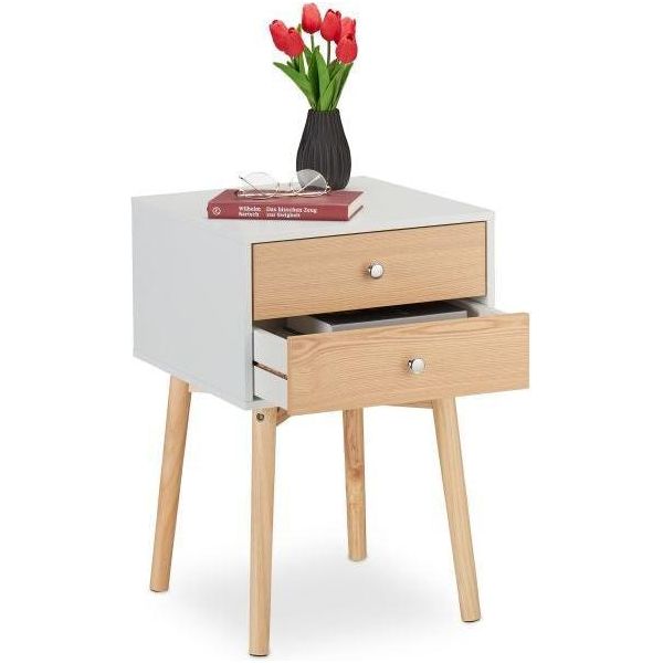 Comodino Bianco Con 2 Cassetti-image
