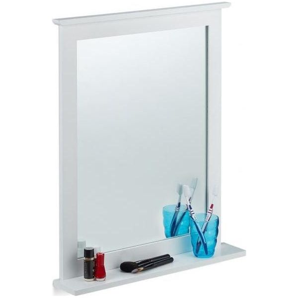 Specchio Da Parete Bianco Con Mensola-image