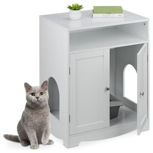 Gabinetto Per Gatti Bianco Per Lettiera-image