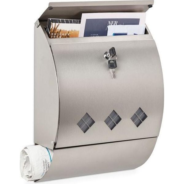 Cassetta Postale In Acciaio Con Scomparto Per Giornali-image