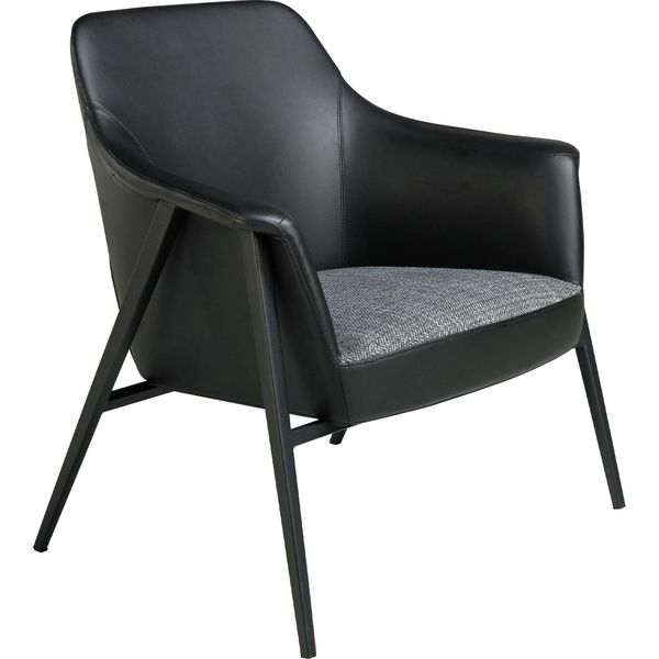Poltrona Girevole Angel Cerdá In Tessuto Grigio Ed Ecopelle Nera 5080-image