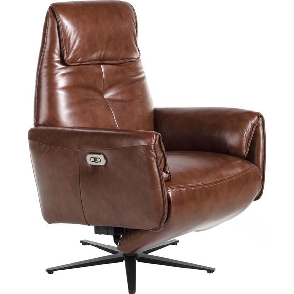 Poltrona Girevole Angel Cerdá In Pelle, Marrone Cioccolato 5056-image