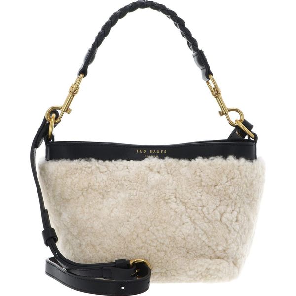 Ted Baker Pelle Borsa A Tracolla Borsa A Tracolla Sherbaa Shearling Leather Weave Handle Crossbody Black Nero-image