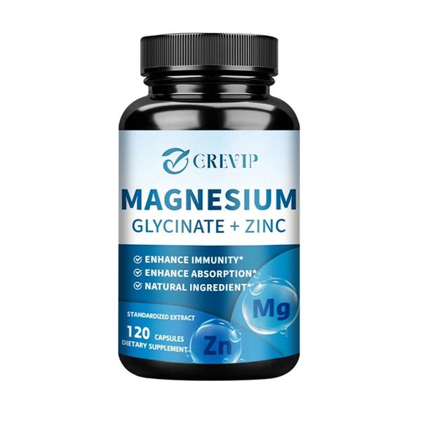 Magnesio Glicinato 500 Mg + Zinco (120 Capsule) Integratore Alimentare, Sonno, Stress, Ossa, Articolazioni, Muscoli, Cervello, Cuore, Sistema Immunitario-image