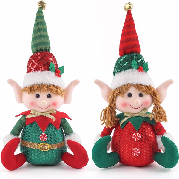 Decorazioni Natalizie In Peluche - 2 Pezzi Di Gnomi In Peluche, Regalo Per La Casa, Decorazione Per Feste Natalizie, Ornamenti, Rosso E Verde-image