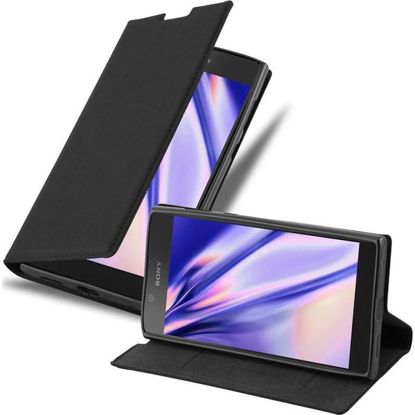 Cadorabo Cover Per Sony Xperia L1 Cover Protettiva In Nero Custodia Per Cellulare Cover Chiusura Magnetica-image