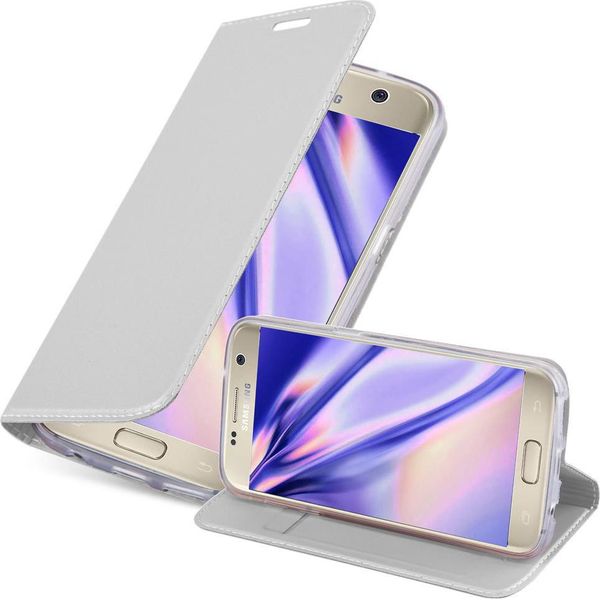 Cadorabo Custodia Per Cellulare Per Samsung Galaxy S7 Custodia Protettiva In Argento Cover Etui Book Case Booklet-image