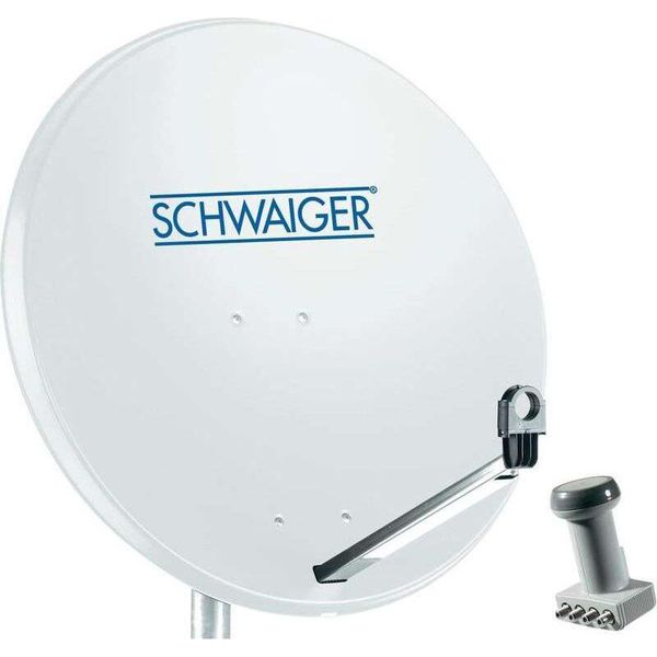 Sistema Sat Schwaiger 80 Cm 4 Partecipanti Quad-Lnb (Con Interruttore) Grigio Chiaro (SPI991.0SET)-image