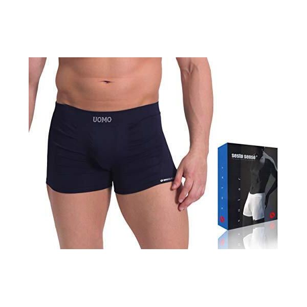 Boxer Da Uomo Sesto Senso Solar Biancheria Intima Senza Cuciture Flessibile Da Uomo - Blu Scuro - L/Xl-image