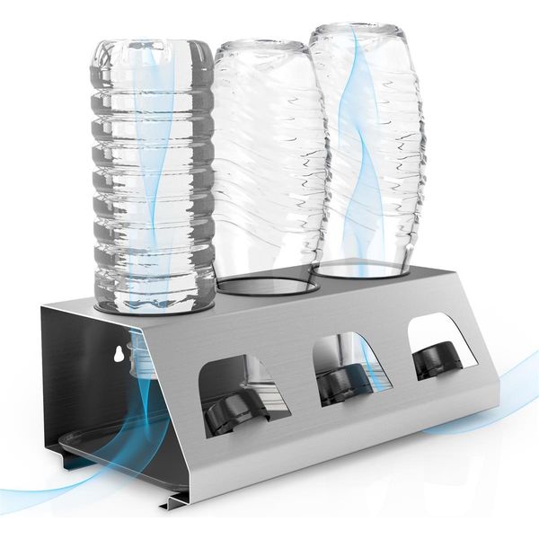 Portabottiglie Intirilife In Acciaio Inox Argento Portabottiglie Portabottiglie Per Asciugare Fino A 3 Bottiglie-image