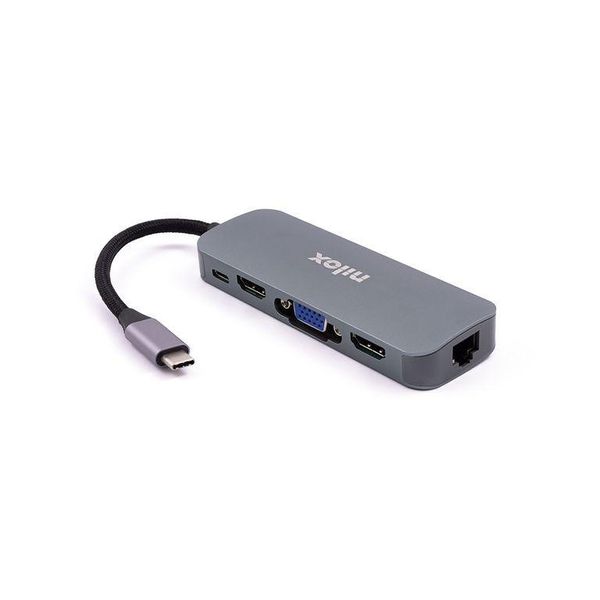 Nilox Docking Stat Hdmi Vga Pd Eth 3USB Usb 3.2 Gen 1 (3.1 Gen 1) Type-C Alluminio-image