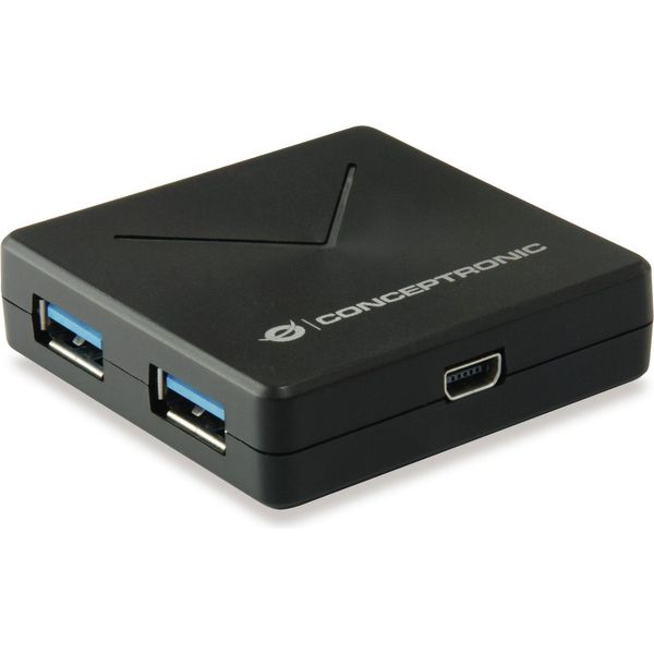 Conceptronic HUBBIES02B Conceptronic Usb-Hub 4-Port 3.0 ->4X3.0 O.Netzteil Sw-image