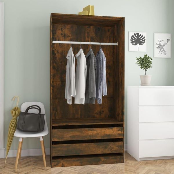 The Living Store Armadio Rovere Fumé 100X50X200 Cm Materiale Legno-image