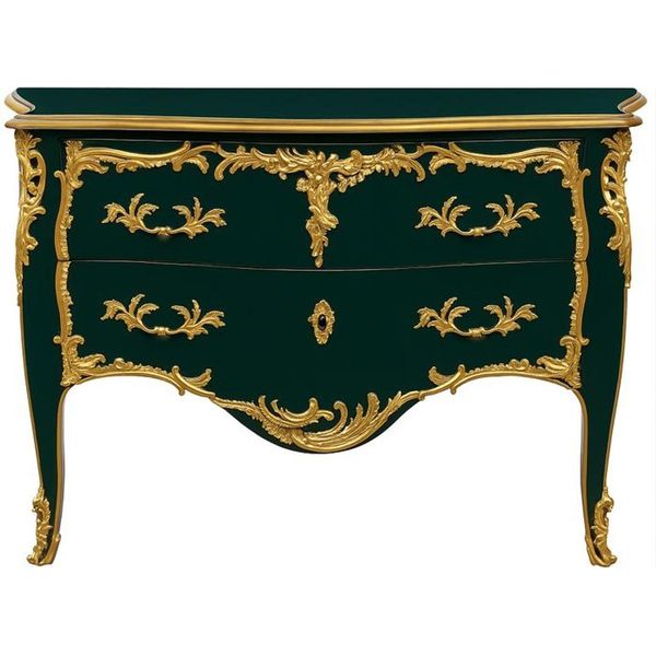 Casa Padrino Cassettone Barocco A 2 Cassetti Verde Scuro/Oro Antico - Cassettone Artigianale In Legno Massiccio In Stile Barocco - Mobili Barocchi Artigianali - Nobile & Magnifico-image
