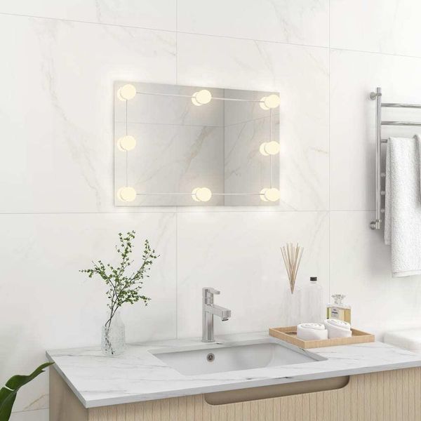 The Living Store Specchio Da Parete Con Illuminazione Led Vetro Rettangolare-image