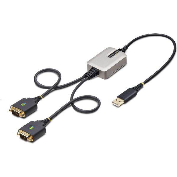 Startech.Com Cavo Da Usb A Seriale A 2 Porte Da 60 Cm, Viti/Dadi DB9 Intercambiabili, Ritenzione Com, USB-A A DB9 RS232, Ftdi, Protezione Esd Di Livello 4, Windows/Macos/Chromeos/Linux - Struttura Robusta In Tpe-image