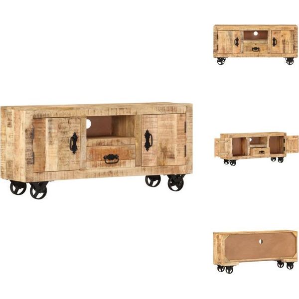 Vidaxl Mobile Tv In Legno Di Mango Grezzo 110X30X50 Cm - Mobili Tv-image