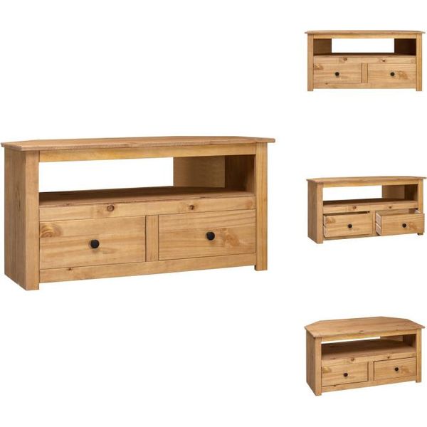 Vidaxl Mobile Tv Angolare 93 X 49 X 49 Cm In Legno Massiccio Di Pino Panama - Mobili Tv-image