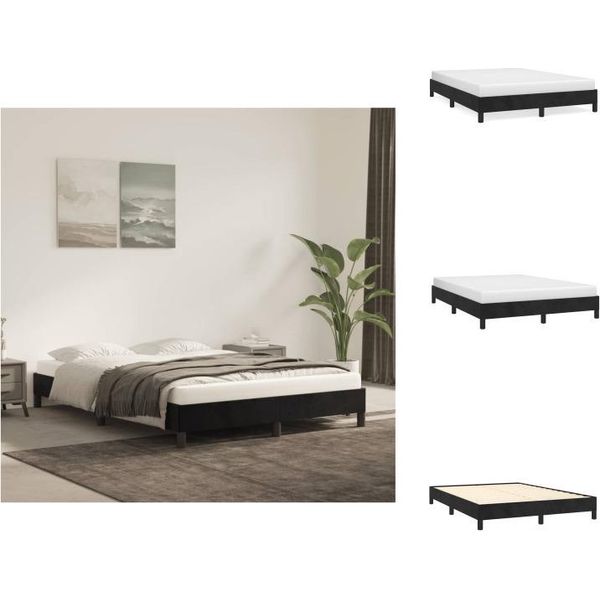 Vidaxl Struttura Letto Nera 140X190 Cm In Velluto - Letti E Strutture Letto-image