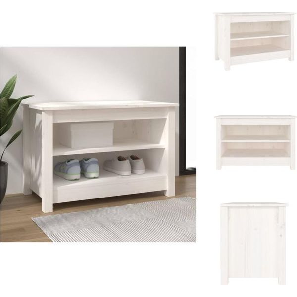 Vidaxl Panca Per Scarpe Bianca 70X38X45,5 Cm In Legno Di Pino Massiccio - Scarpiere E Armadietti-image