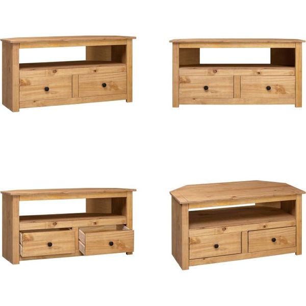 Vidaxl Mobile Tv Ad Angolo 93 X 49 X 49 Cm In Legno Massiccio Di Pino Panama - Mobile Tv Ad Angolo - Mobile Tv - Mobile Tv - Mobili Tv-image