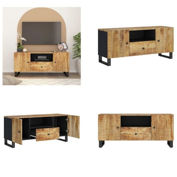 Mobile Tv Vidaxl 105X33,5X46 Cm In Legno Massiccio Di Mango E Materiale A Base Di Legno - Mobile Tv - Mobile Tv - Mobile Tv - Porta Tv-image