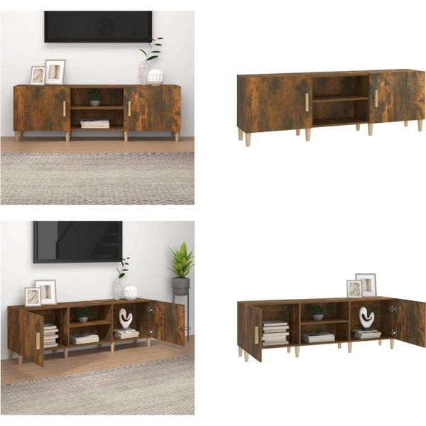 Vidaxl Mobile Tv In Rovere Fumé 150X30X50 Cm Materiale A Base Di Legno - Mobile Tv - Mobile Tv - Mobili Tv - Porta Tv-image