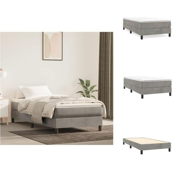 Vidaxl Letto Boxspring Grigio Chiaro 90X190 Cm In Velluto - Letti E Strutture Letto-image