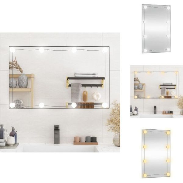 Vidaxl Specchio Da Parete Con Luci Led 50X80 Cm In Vetro Rettangolare - Specchio-image