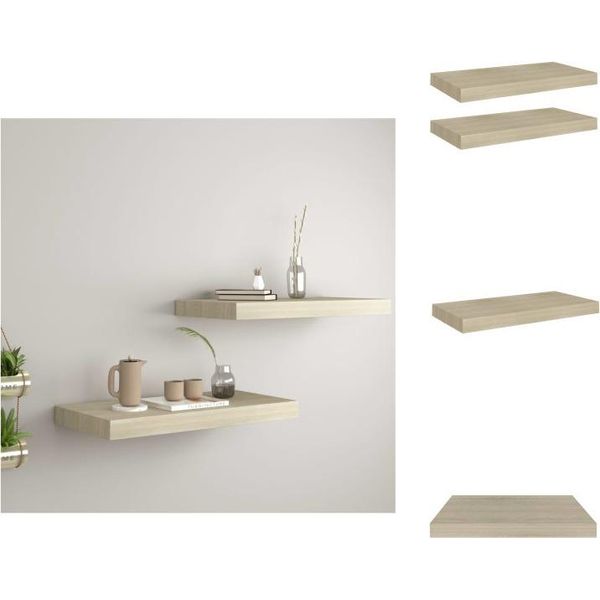Vidaxl Mensole Da Parete Galleggianti 2 Pz. Mdf Color Rovere 50X23X3,8Cm - Mensole A Muro-image