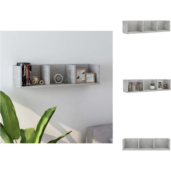 Vidaxl Scaffale Da Parete Per Cd Grigio Cemento 75X18X18 Cm In Legno - Scaffali Da Parete-image
