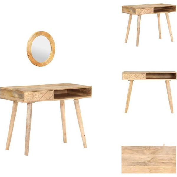 Vidaxl Tavolino Da Toilette 100X50X76 Cm In Legno Massiccio Di Mango - Tavolini Da Toilette-image