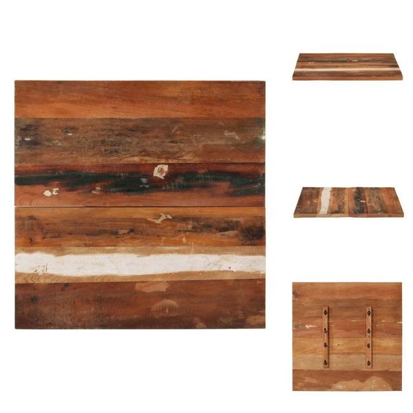 Vidaxl Piano Da Tavolo Quadrato 70X70 Cm 25-27 Mm In Legno Massello Di Recupero - Piani Da Tavolo-image