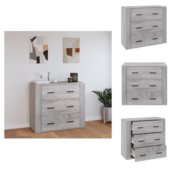 Vidaxl Credenza Grigio Sonoma 80X33X70 Cm Materiale A Base Di Legno - Credenze-image