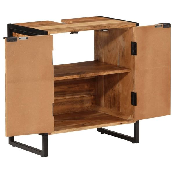 Syfax™ Mobile Da Bagno 55X35X60 Cm In Legno Massello Di Acacia E Ferro-image