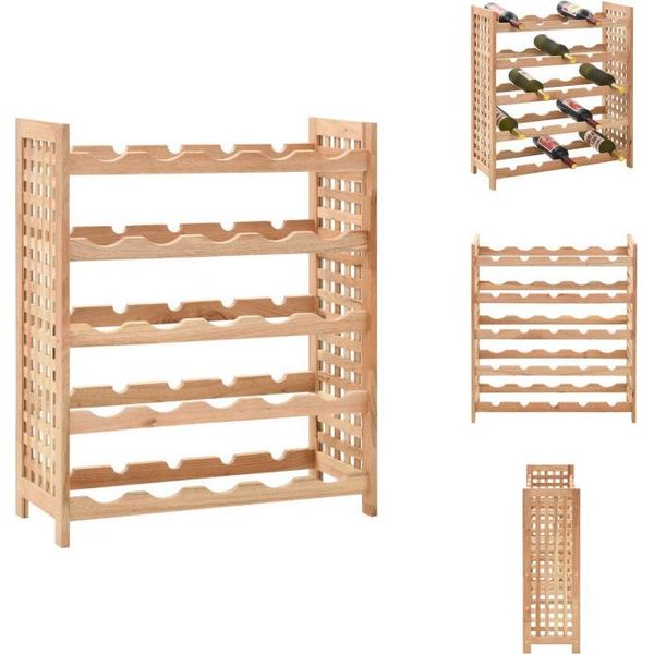 Vidaxl Portabottiglie Per 25 Bottiglie In Legno Massiccio Di Noce 63X25X73 Cm - Portabottiglie-image